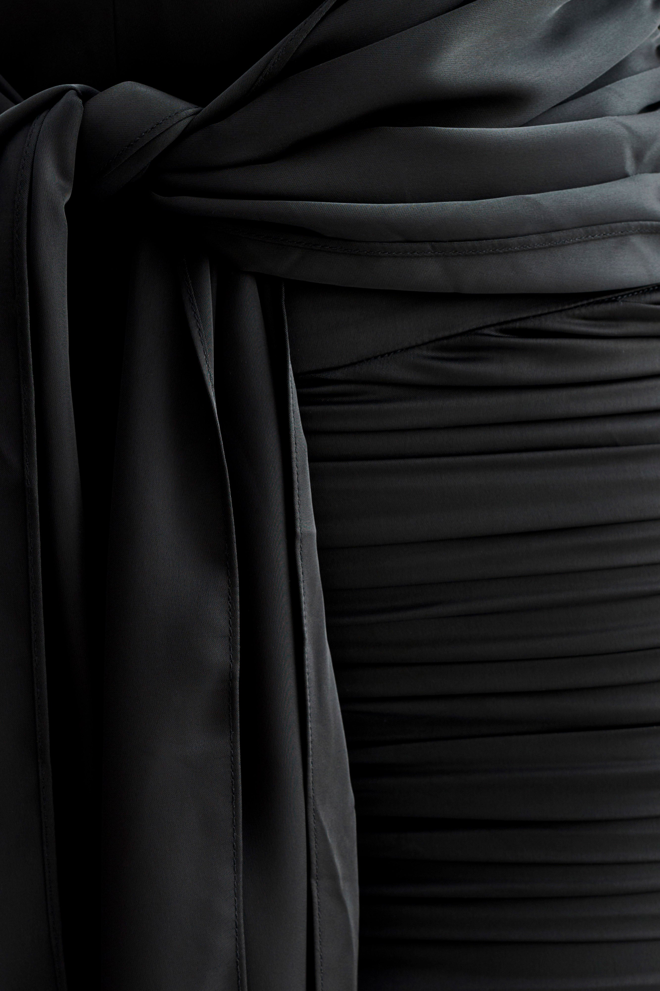 Ambrosi Satin Chiffon Mini Dress - Black-My Chic Way.All Rights Reserved