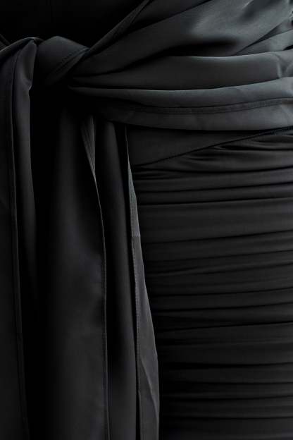 Ambrosi Satin Chiffon Mini Dress - Black-My Chic Way.All Rights Reserved