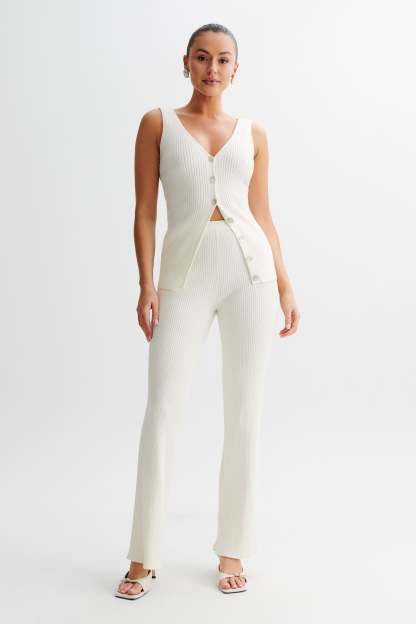 Calypso Knit Longline Vest - Ivory-My Chic Way.All Rights Reserved