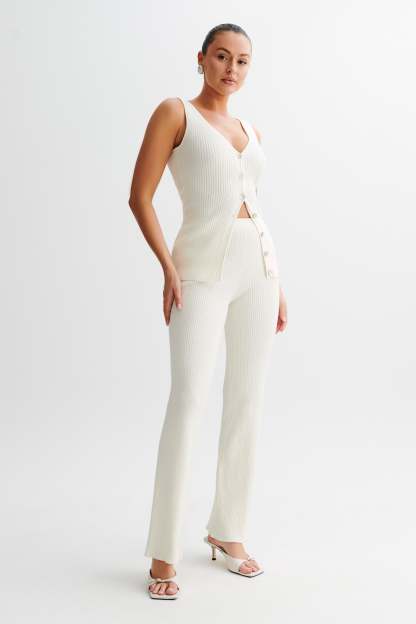 Calypso Knit Longline Vest - Ivory-My Chic Way.All Rights Reserved