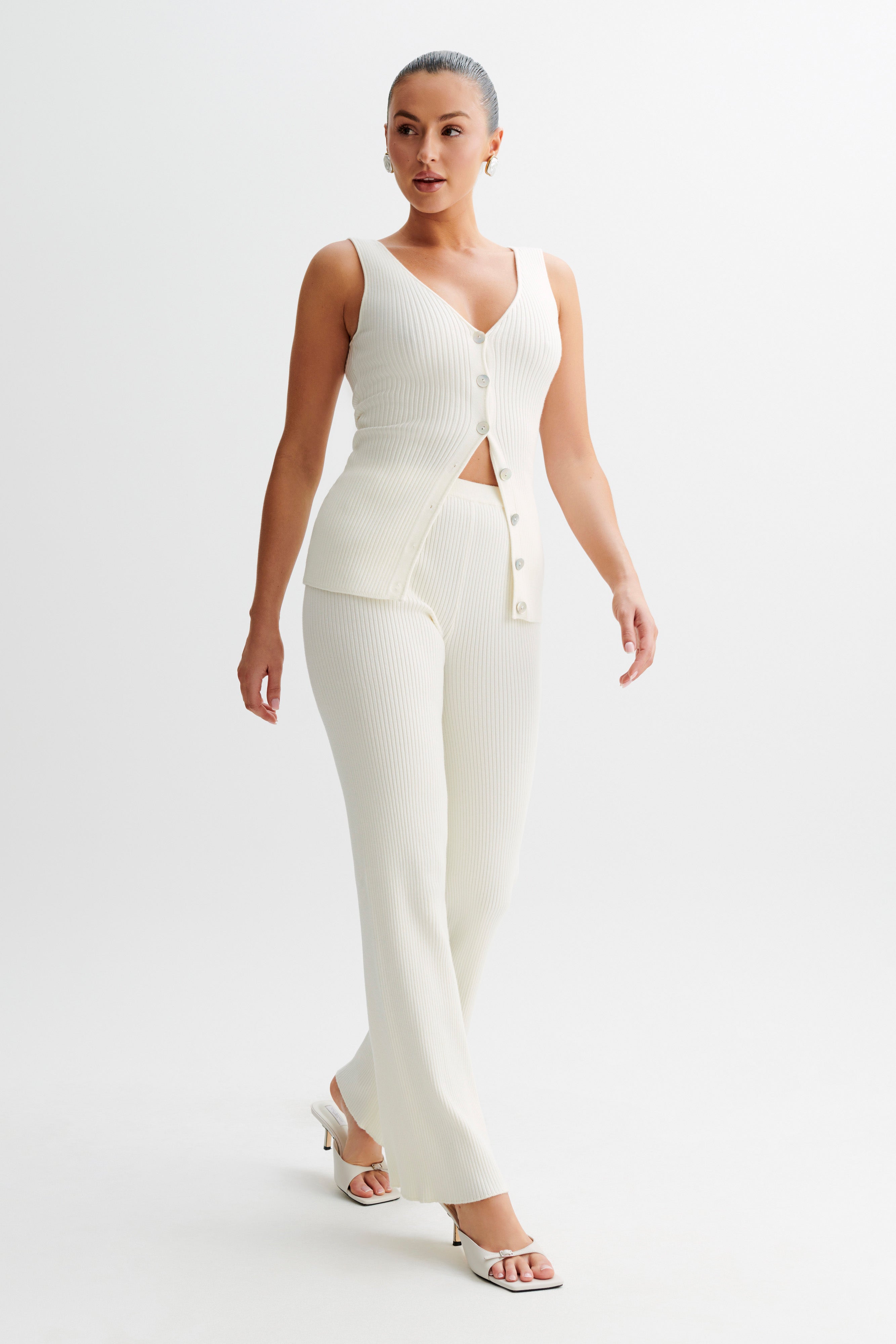 Calypso Knit Longline Vest - Ivory-My Chic Way.All Rights Reserved
