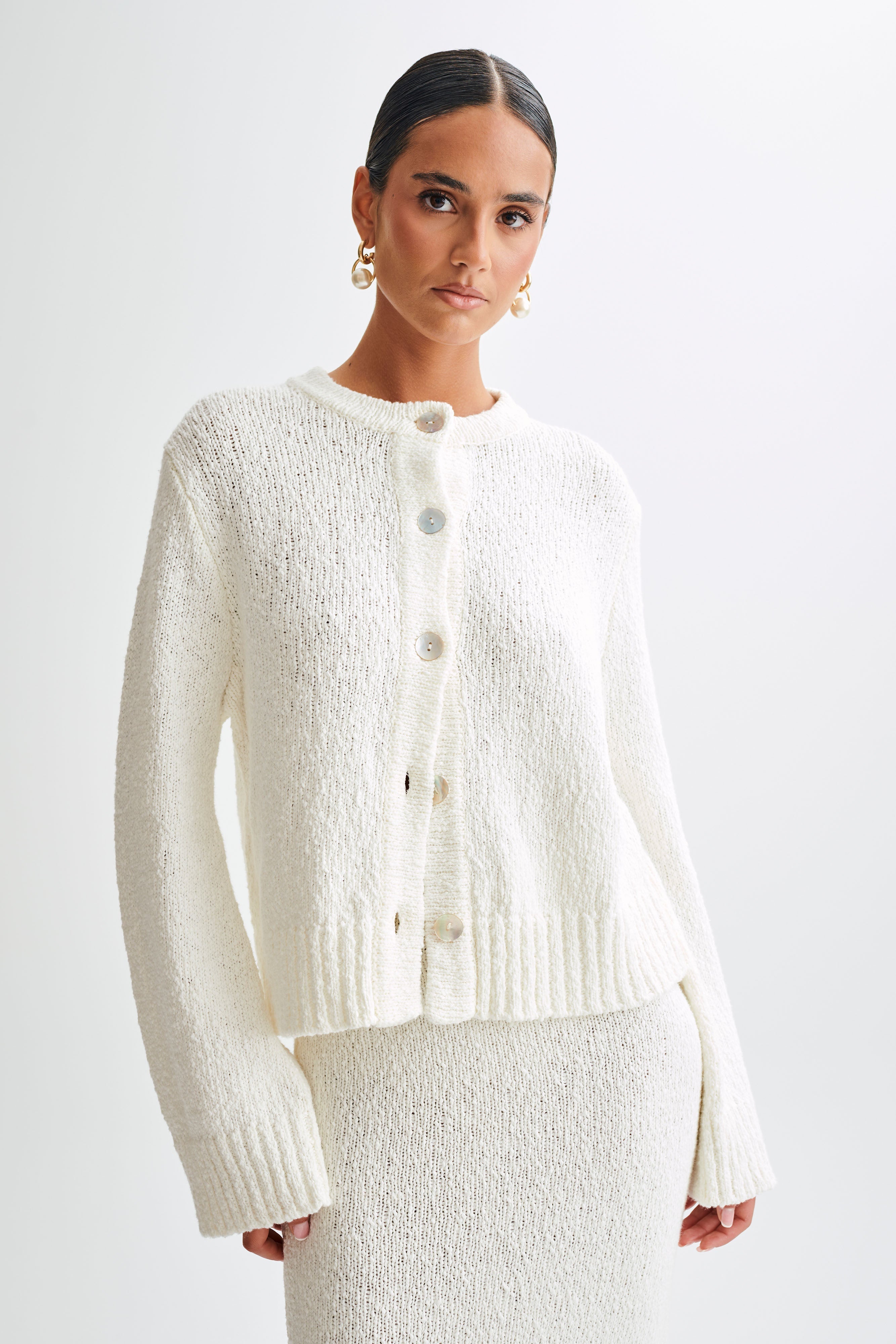 Moira Oversized Boucle Cardigan - White-My Chic Way.All Rights Reserved