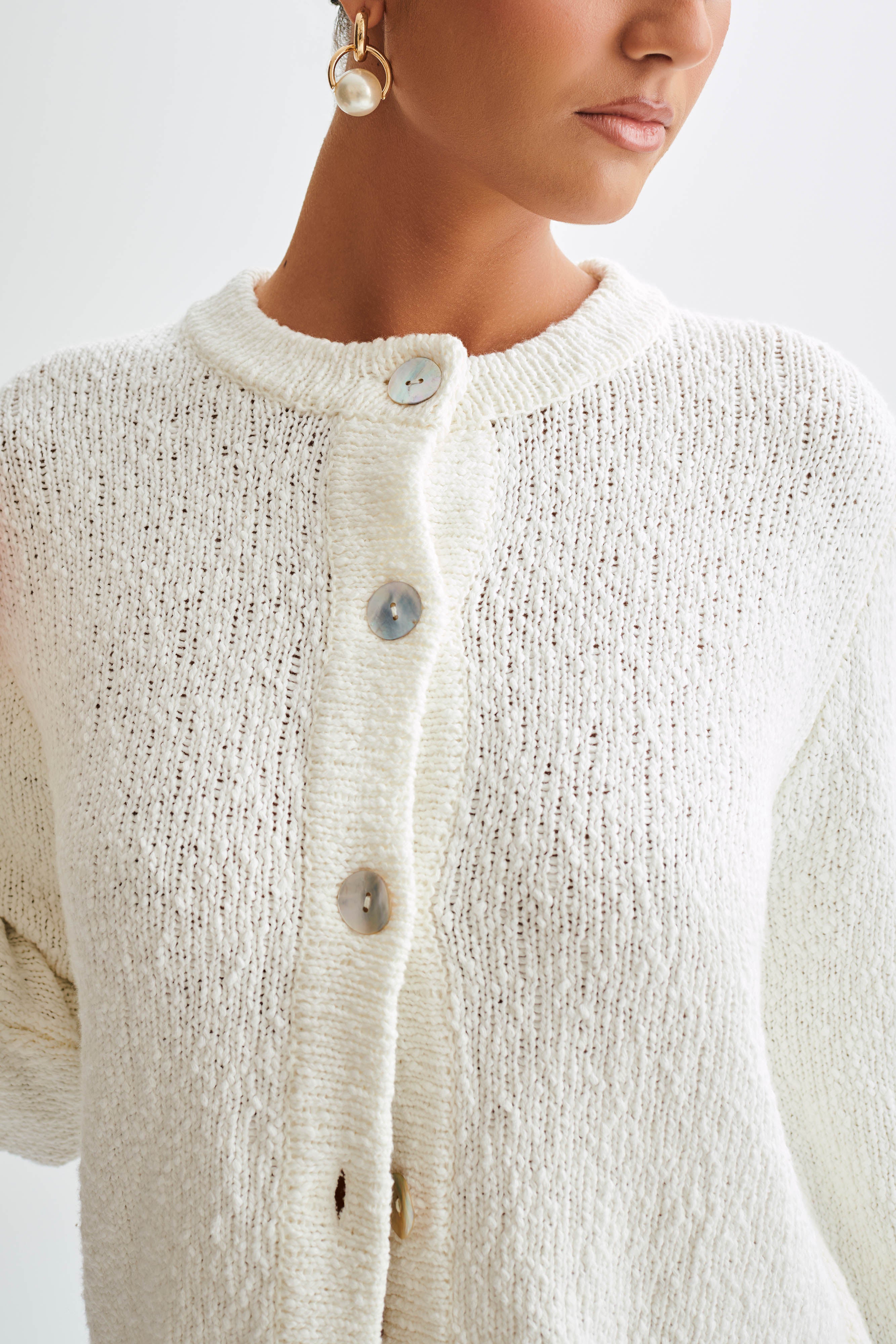 Moira Oversized Boucle Cardigan - White-My Chic Way.All Rights Reserved