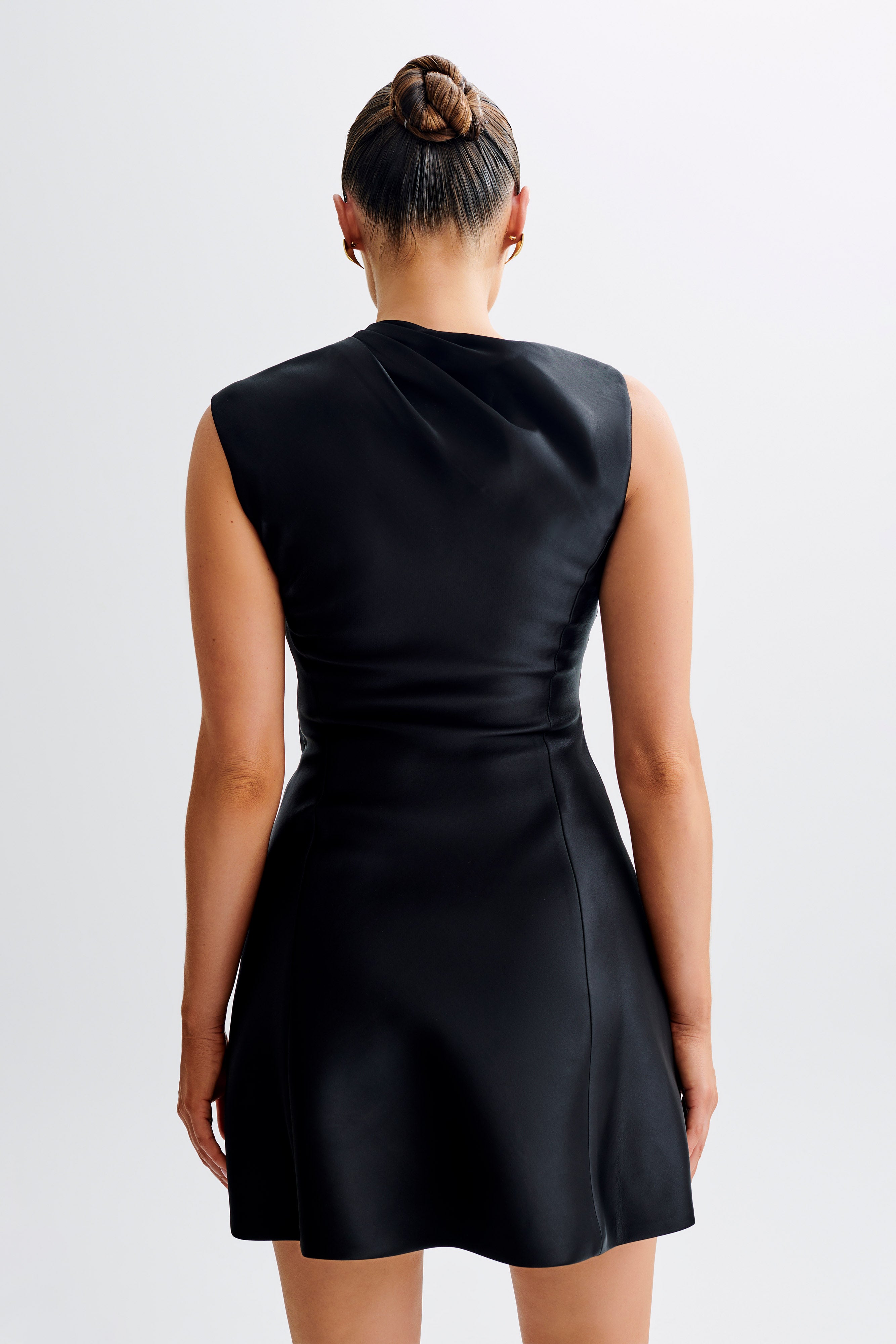 Granger Satin Structured Mini Dress - Black-My Chic Way.All Rights Reserved