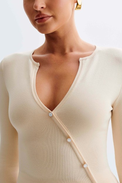 Maisie Asymmetrical Knit Top - Cream-My Chic Way.All Rights Reserved