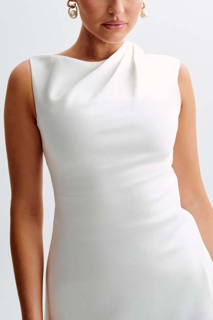 Granger Satin Structured Mini Dress - White-My Chic Way.All Rights Reserved