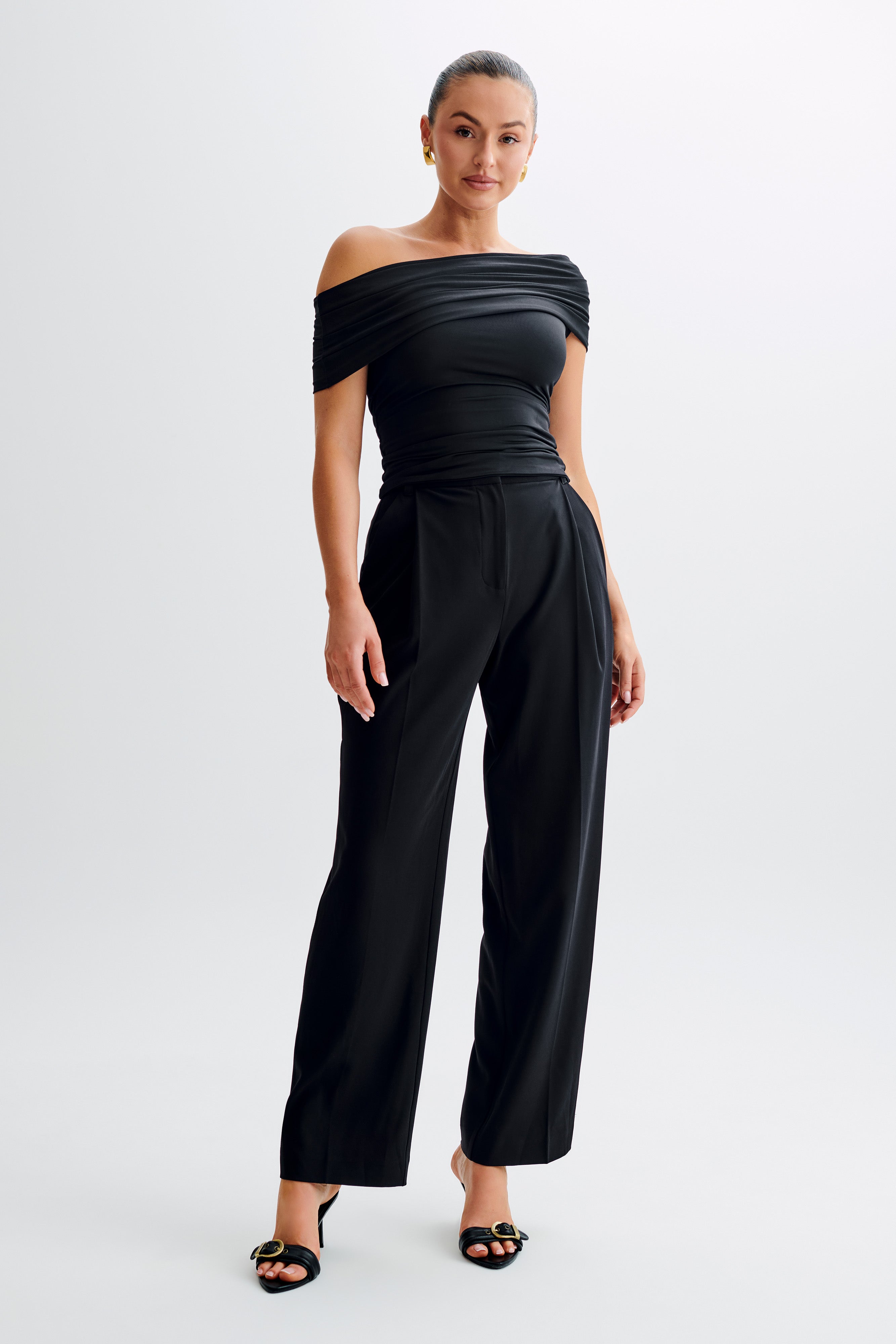 Cassandra Off Shoulder Slinky Top - Black-My Chic Way.All Rights Reserved