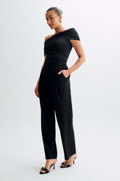 Cassandra Off Shoulder Slinky Top - Black-My Chic Way.All Rights Reserved