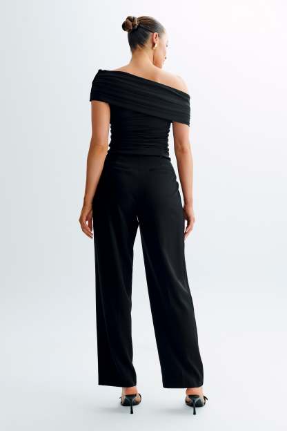 Cassandra Off Shoulder Slinky Top - Black-My Chic Way.All Rights Reserved
