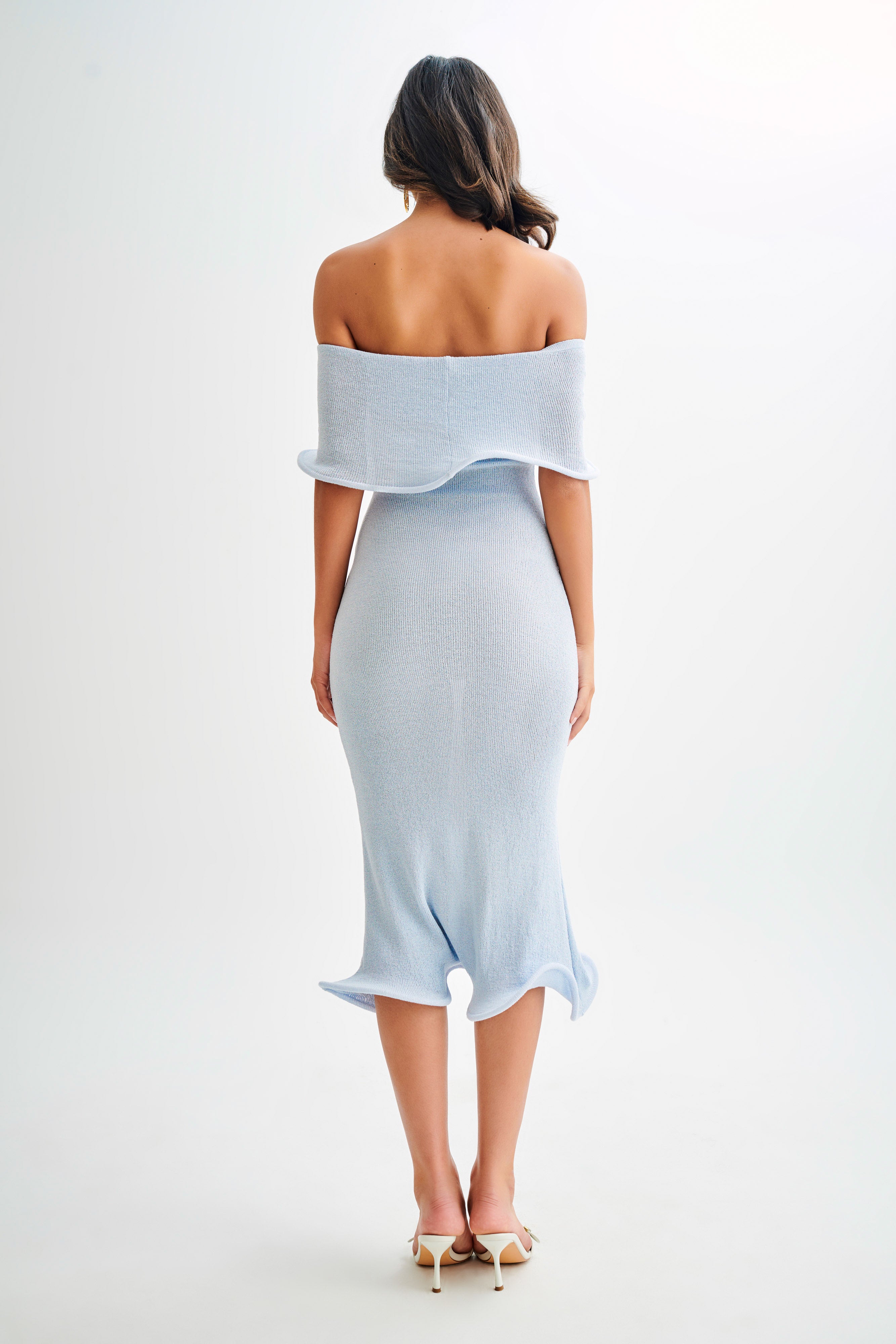 Molly Off Shoulder Knit Midi Dress - Sky Blue-My Chic Way.All Rights Reserved