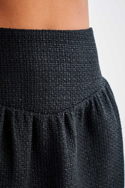 Cyrus Gathered Boucle Mini Skirt - Black-My Chic Way.All Rights Reserved