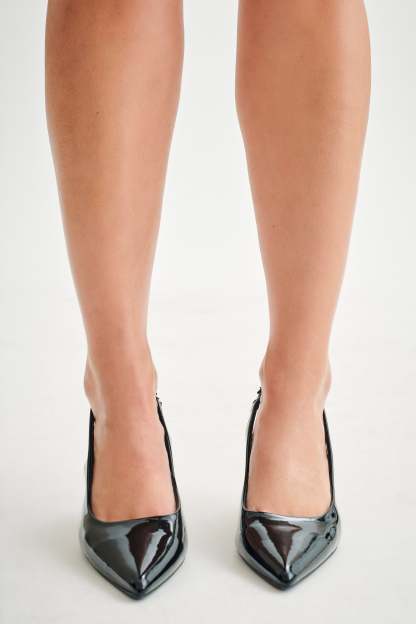 Dasha Patent Sling Back Heels - Black-My Chic Way.All Rights Reserved