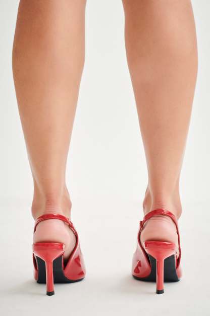 Dasha Patent Sling Back Heels - Red-My Chic Way.All Rights Reserved