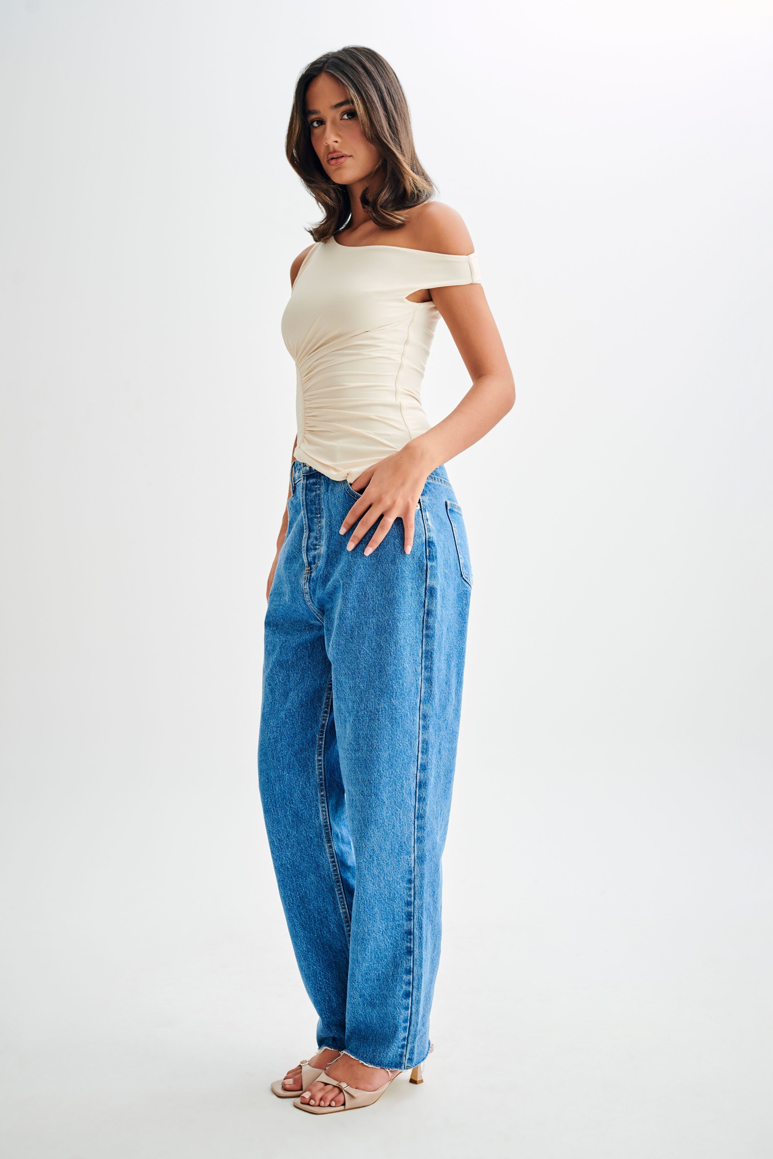 Irving Off Shoulder Slinky Top - Ivory-My Chic Way.All Rights Reserved