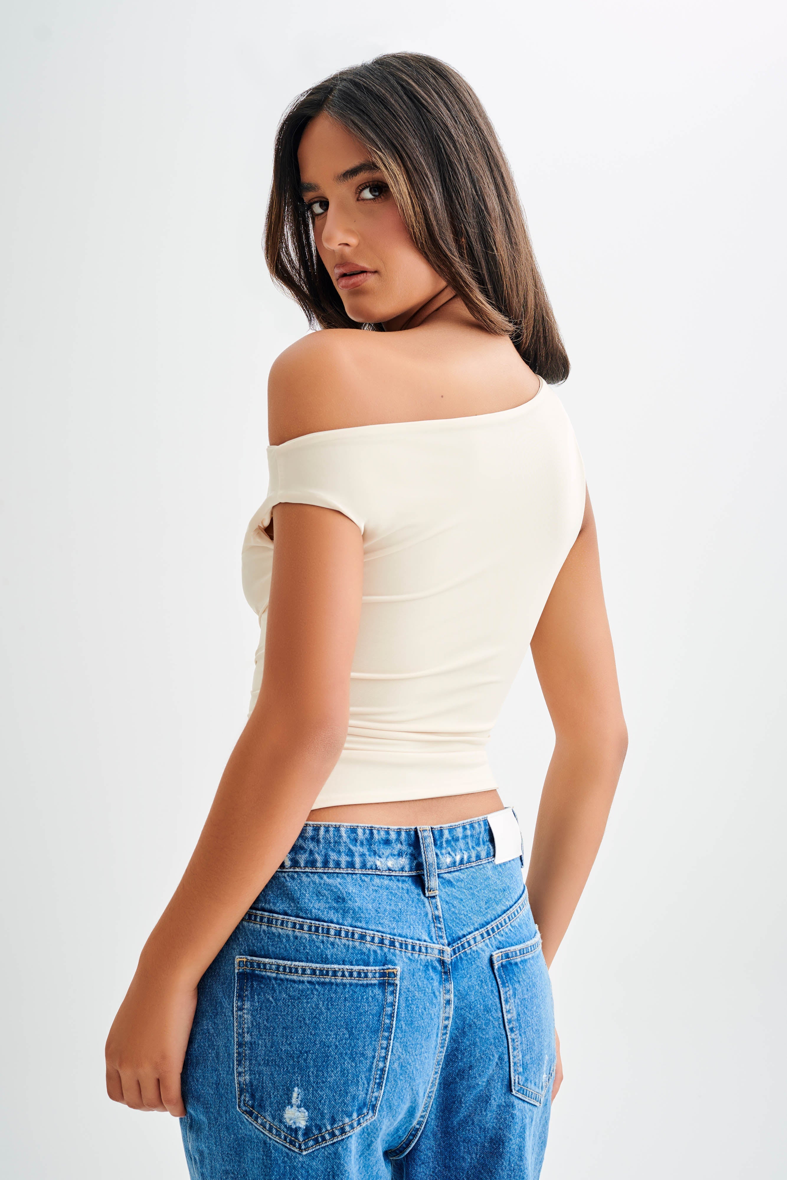 Irving Off Shoulder Slinky Top - Ivory-My Chic Way.All Rights Reserved