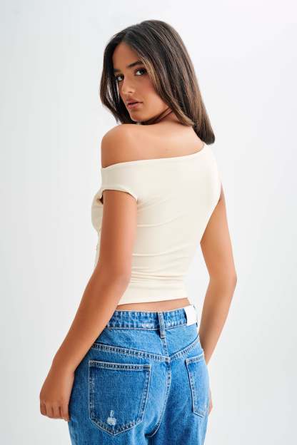Irving Off Shoulder Slinky Top - Ivory-My Chic Way.All Rights Reserved