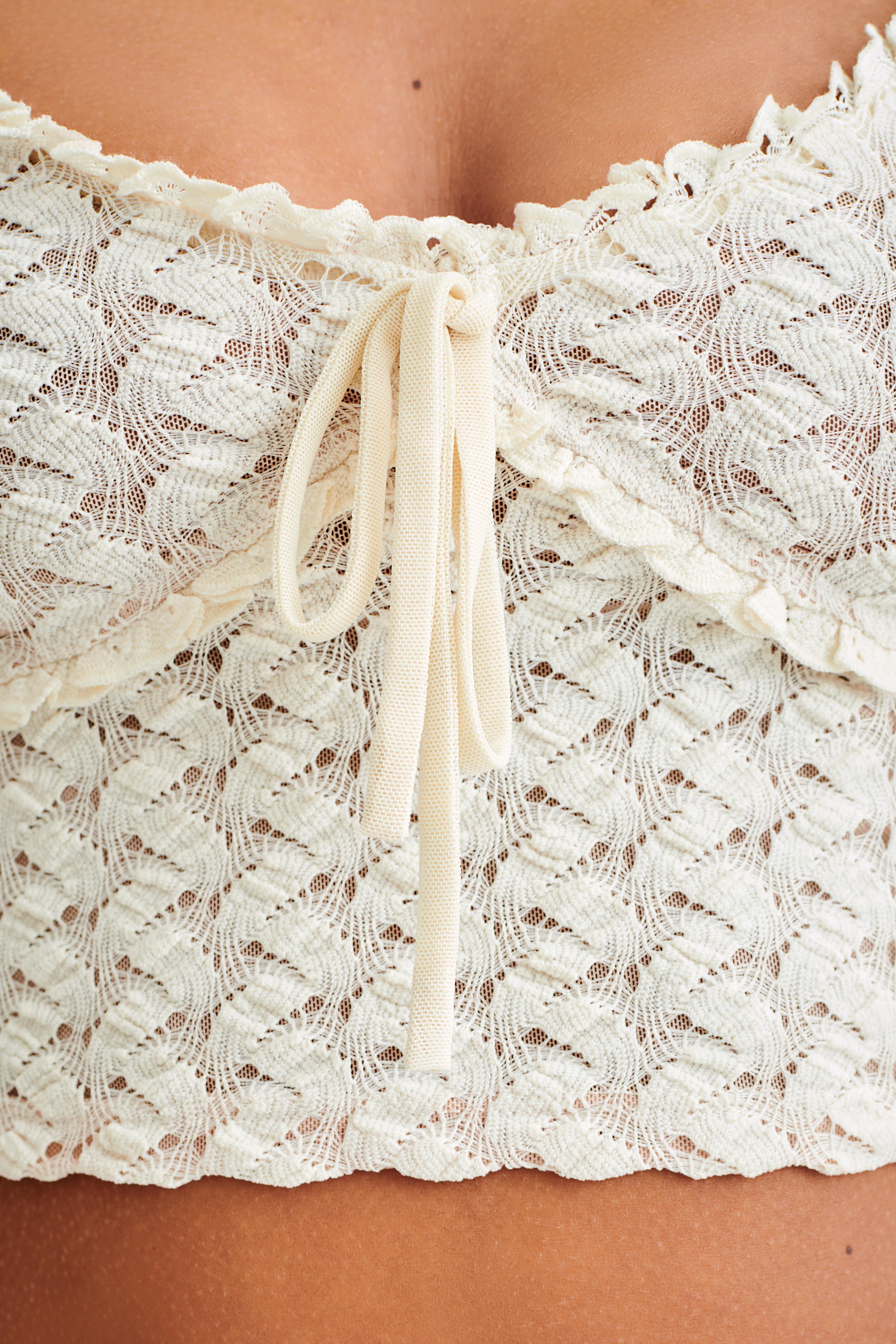 Morgan Mesh And Lace Sleeveless Top - Ivory-My Chic Way.All Rights Reserved