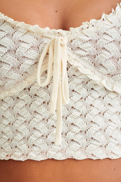 Morgan Mesh And Lace Sleeveless Top - Ivory-My Chic Way.All Rights Reserved