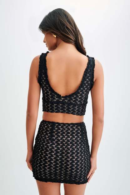 Morgan Mesh And Lace Mini Skirt - Black-My Chic Way.All Rights Reserved