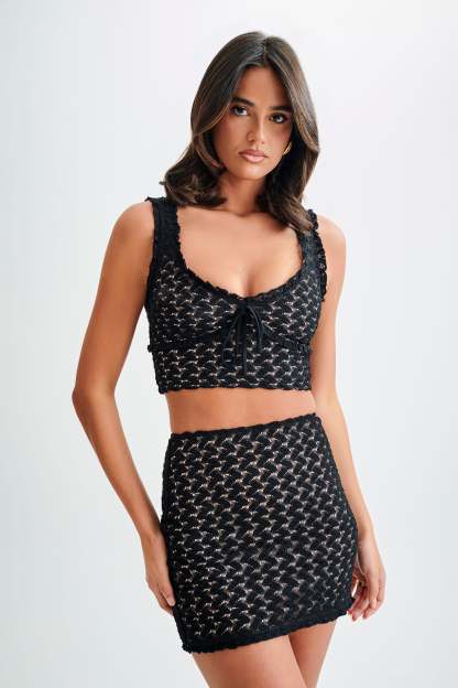Morgan Mesh And Lace Sleeveless Top - Black-My Chic Way.All Rights Reserved