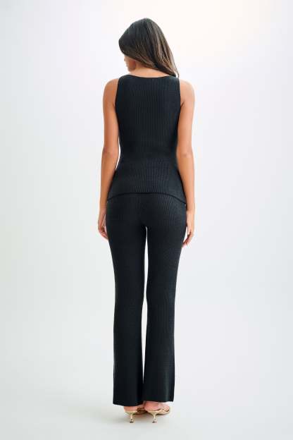 Ridley Knit Tank Top With Split - Black-My Chic Way.All Rights Reserved