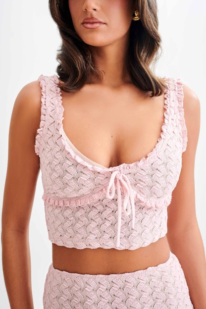 Morgan Mesh And Lace Sleeveless Top - Powder Pink-My Chic Way.All Rights Reserved