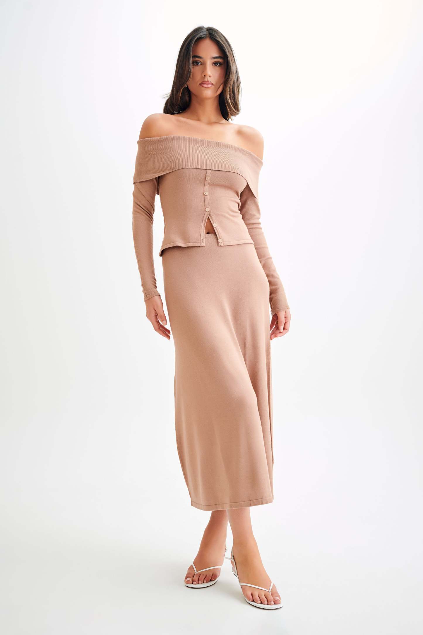 Diedre A-Line Knit Maxi Skirt - Pecan-My Chic Way.All Rights Reserved
