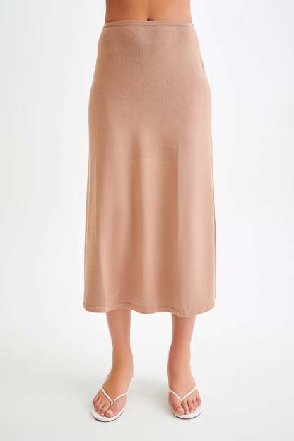 Diedre A-Line Knit Maxi Skirt - Pecan-My Chic Way.All Rights Reserved