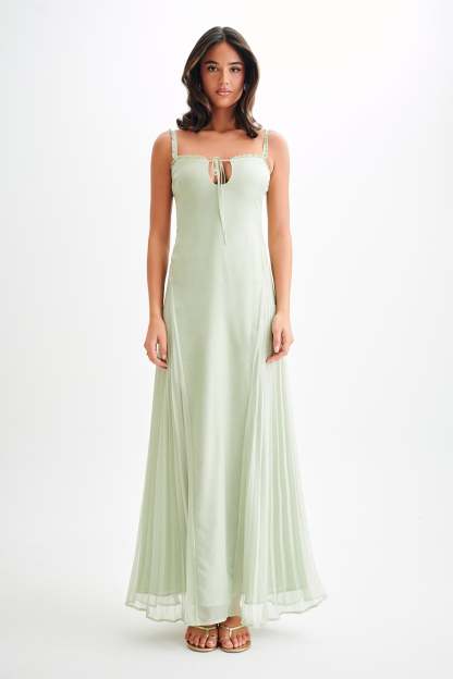 Saira Chiffon Maxi Dress - Pastel Green-My Chic Way.All Rights Reserved