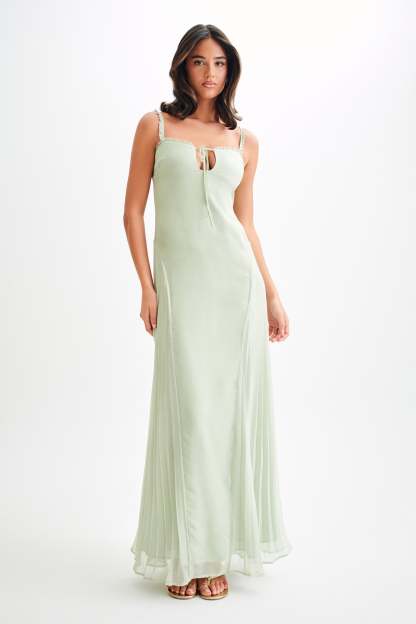 Saira Chiffon Maxi Dress - Pastel Green-My Chic Way.All Rights Reserved