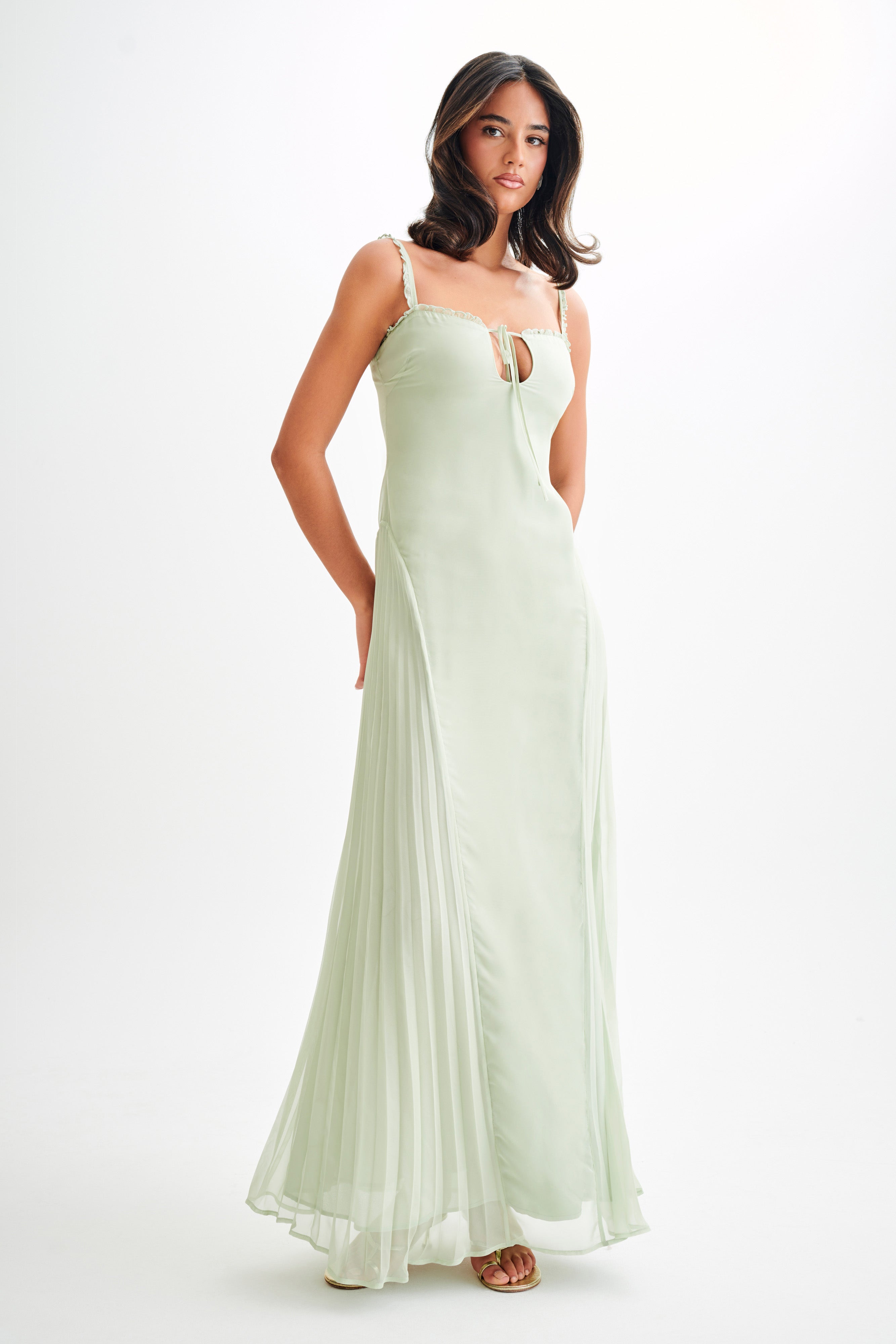 Saira Chiffon Maxi Dress - Pastel Green-My Chic Way.All Rights Reserved