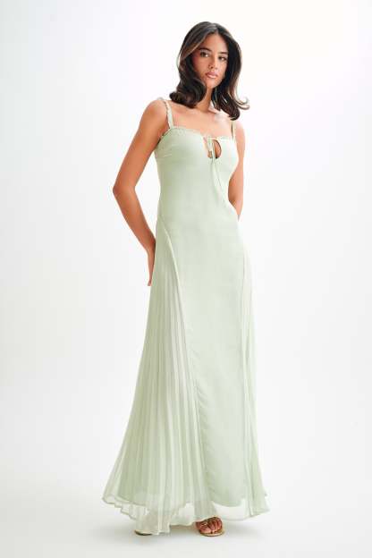 Saira Chiffon Maxi Dress - Pastel Green-My Chic Way.All Rights Reserved