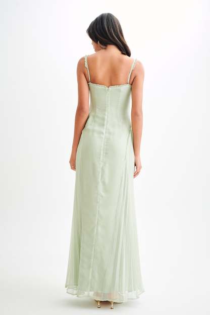 Saira Chiffon Maxi Dress - Pastel Green-My Chic Way.All Rights Reserved