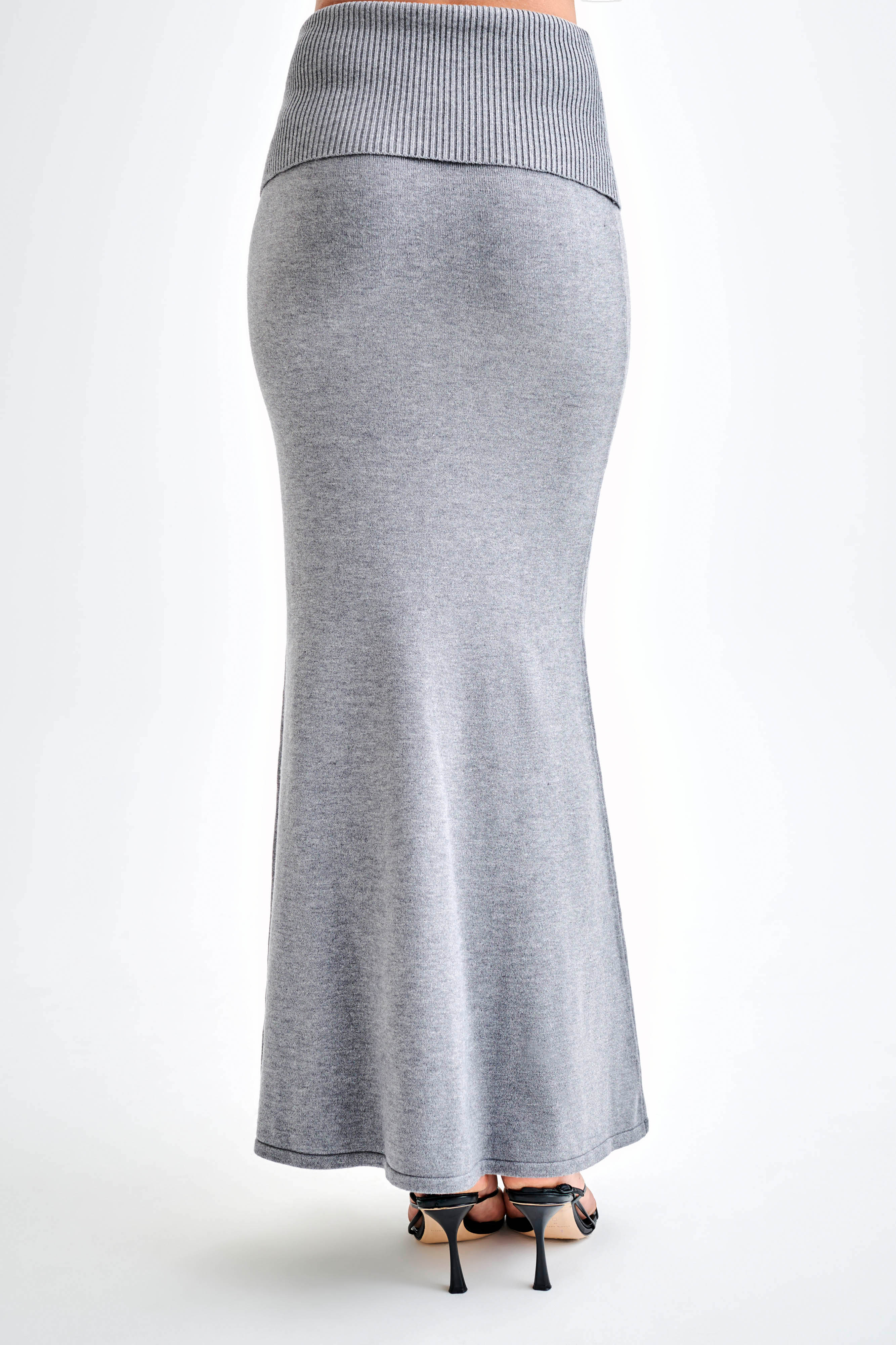 Karlie Knit Maxi Skirt With Ribbed Waist - Charcoal Marle-My Chic Way.All Rights Reserved