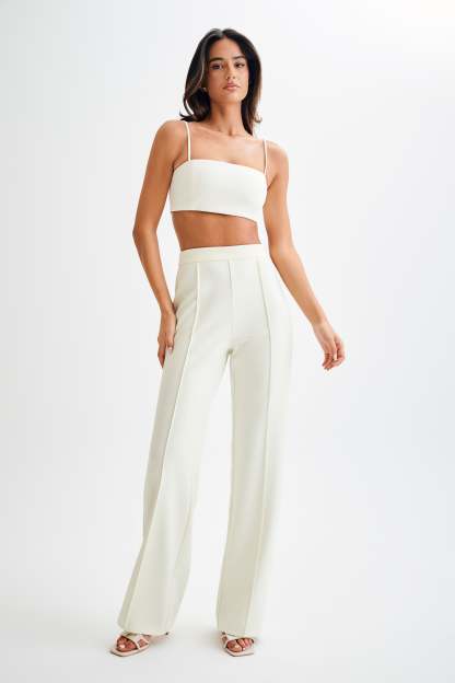 Antonia Pleated Wide Leg Pants - Ivory-My Chic Way.All Rights Reserved