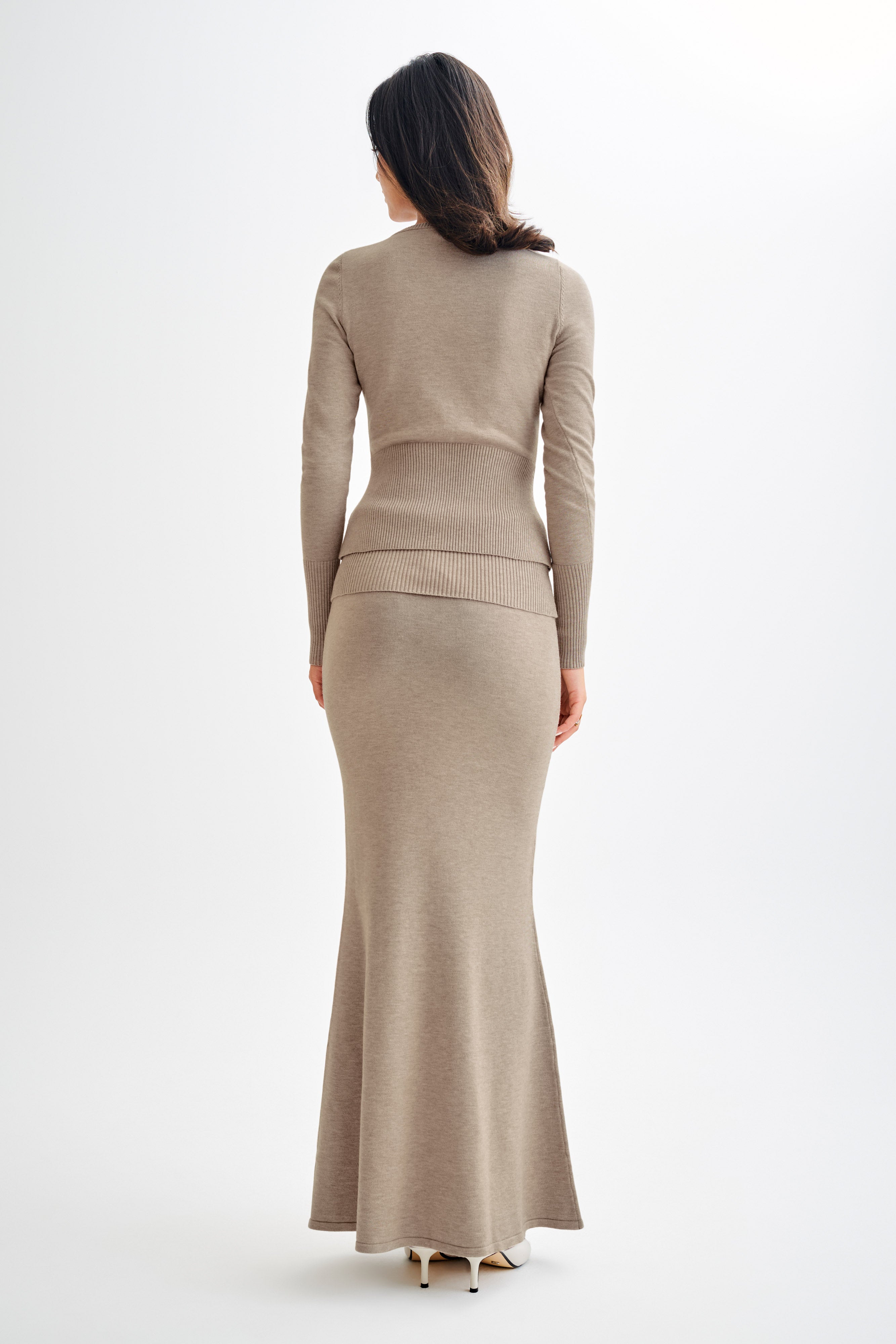 Reese Fitted Knit Cardigan - Taupe Marle-My Chic Way.All Rights Reserved