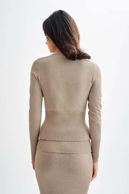 Reese Fitted Knit Cardigan - Taupe Marle-My Chic Way.All Rights Reserved