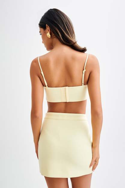 Letitia Suiting Mini Skirt With Buckle - Pastel Lemon-My Chic Way.All Rights Reserved