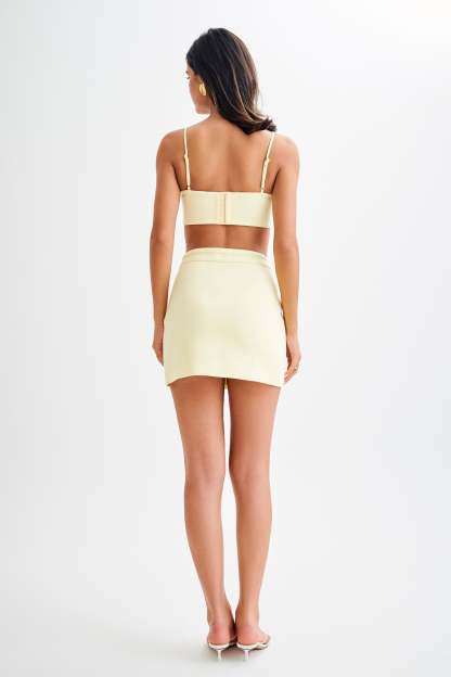 Letitia Suiting Mini Skirt With Buckle - Pastel Lemon-My Chic Way.All Rights Reserved