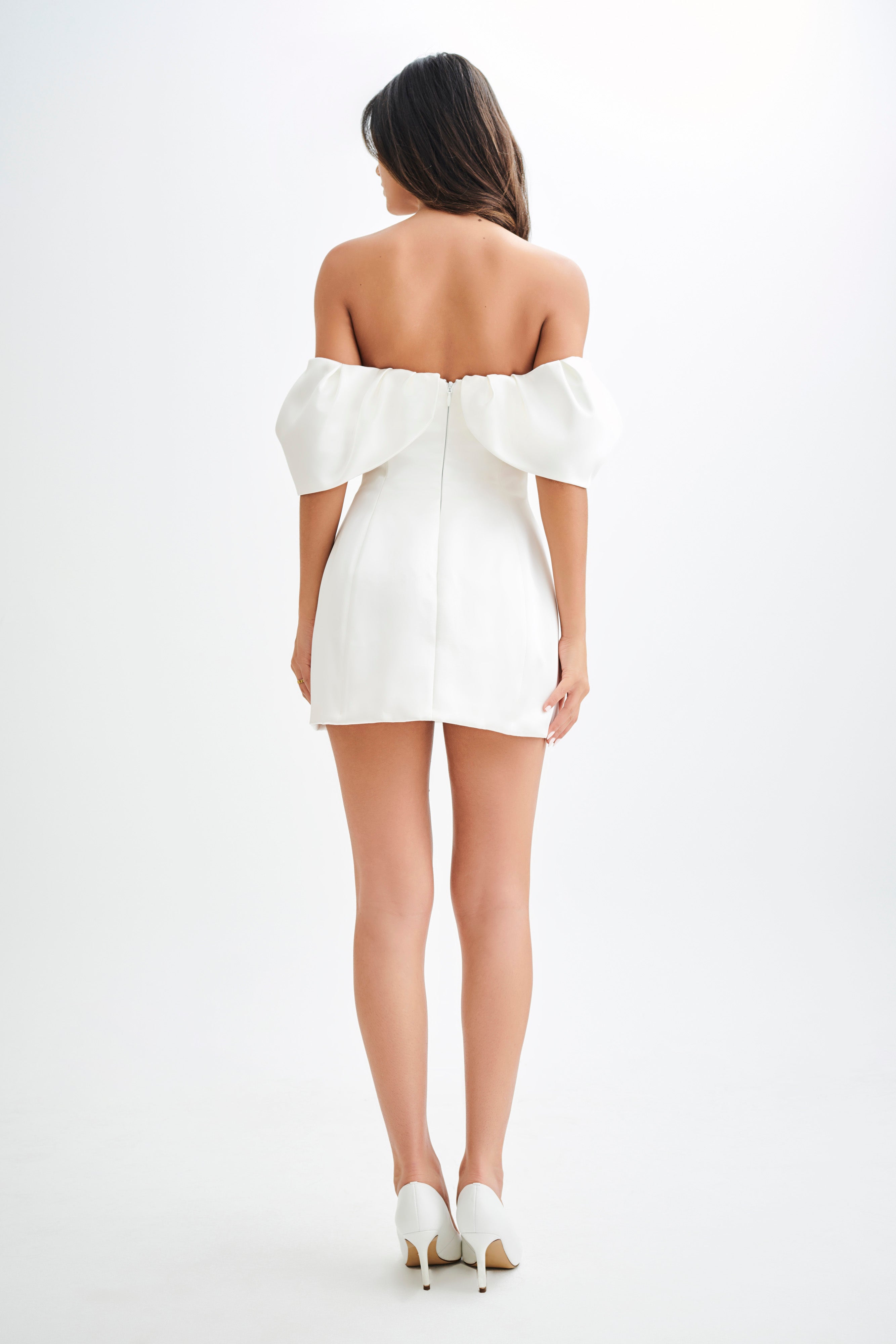 Portia Off Shoulder Satin Corset Dress - White-My Chic Way.All Rights Reserved