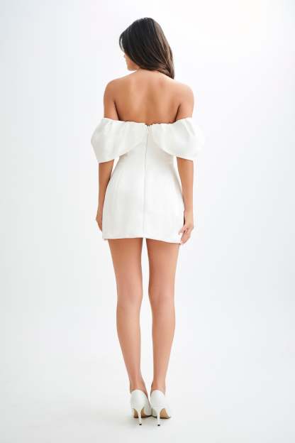 Portia Off Shoulder Satin Corset Dress - White-My Chic Way.All Rights Reserved