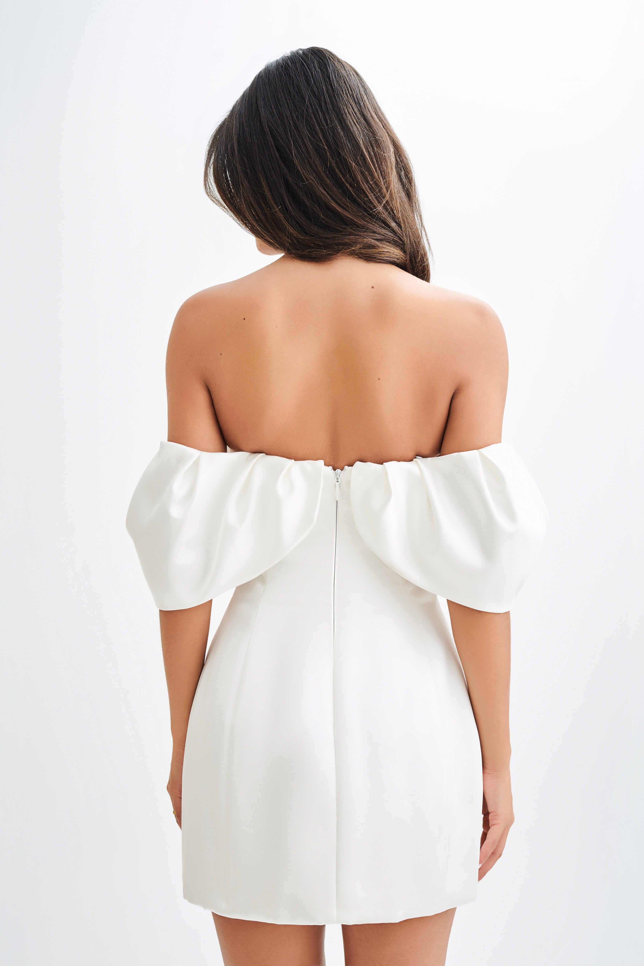 Portia Off Shoulder Satin Corset Dress - White-My Chic Way.All Rights Reserved