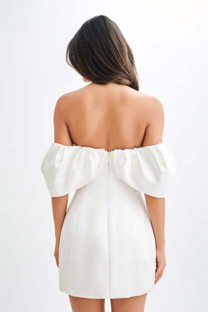 Portia Off Shoulder Satin Corset Dress - White-My Chic Way.All Rights Reserved