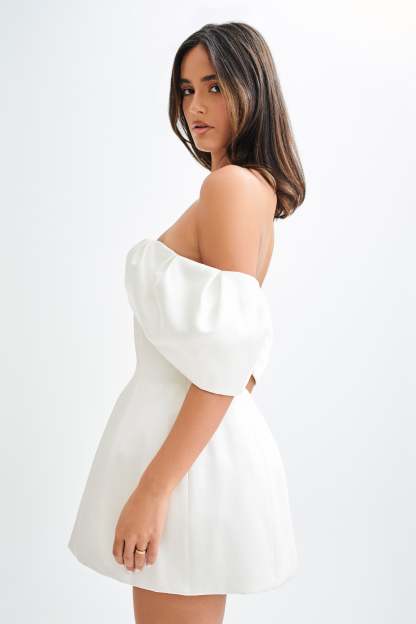 Portia Off Shoulder Satin Corset Dress - White-My Chic Way.All Rights Reserved