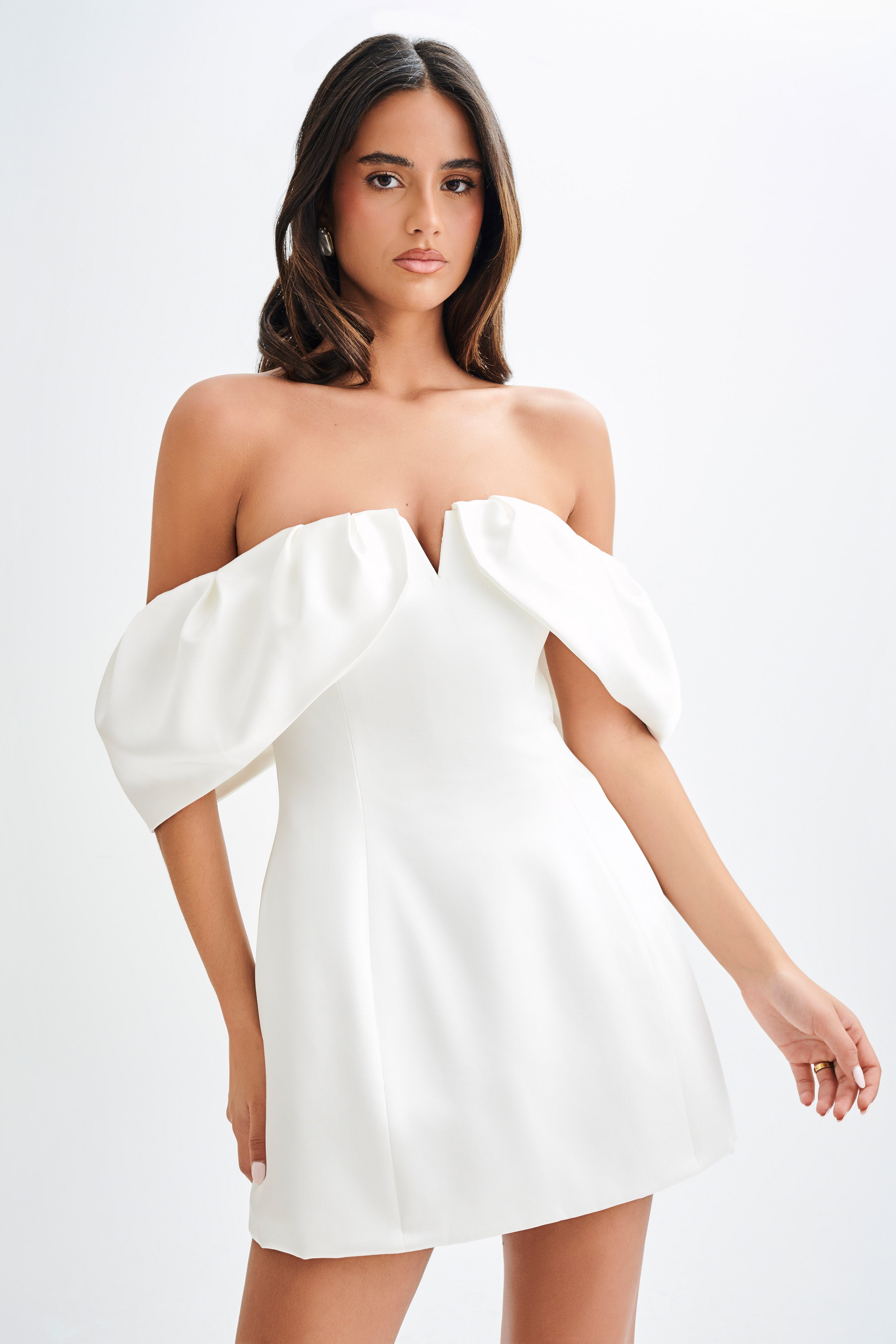Portia Off Shoulder Satin Corset Dress - White-My Chic Way.All Rights Reserved