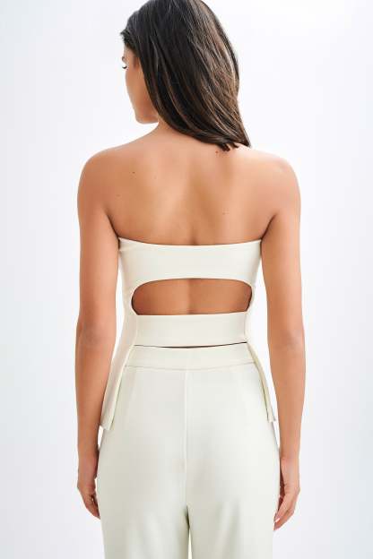 Antonia Strapless Cut Out Top - Ivory-My Chic Way.All Rights Reserved