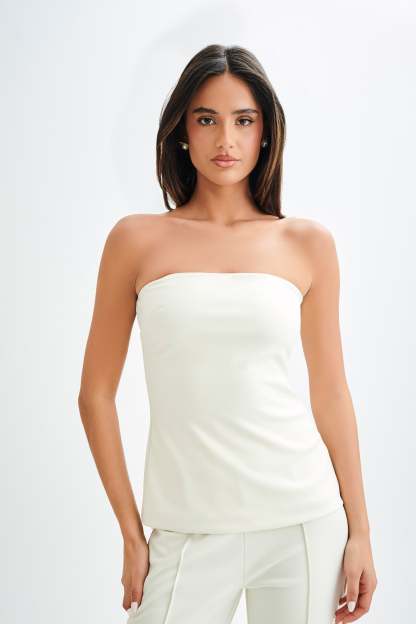 Antonia Strapless Cut Out Top - Ivory-My Chic Way.All Rights Reserved