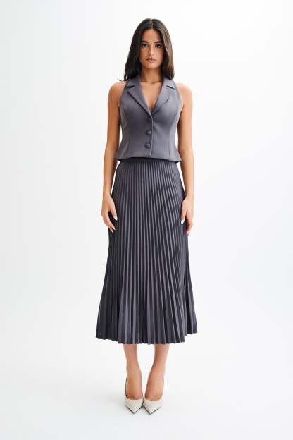 Mura Suiting Vest - Charcoal-My Chic Way.All Rights Reserved