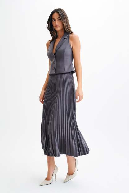 Mura Suiting Vest - Charcoal-My Chic Way.All Rights Reserved