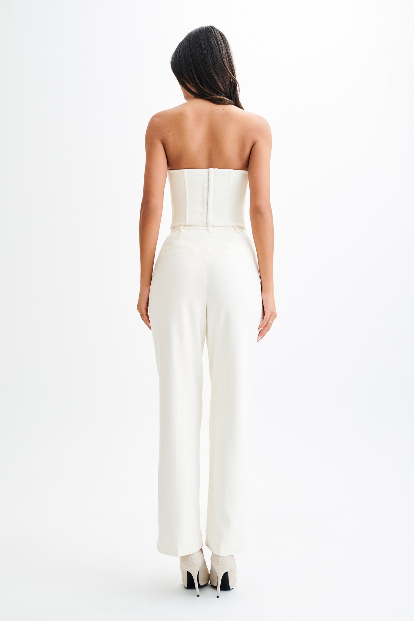 Oceane Contrast Suiting Strapless Corset - White-My Chic Way.All Rights Reserved
